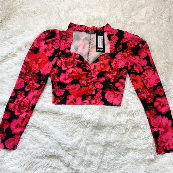 Cropped Blouse Floral Pattern - Picture 1 of 3